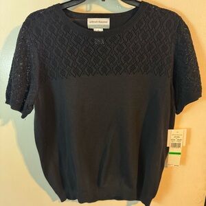 Alfred Dunner Black Short Sleeve Knit Top
